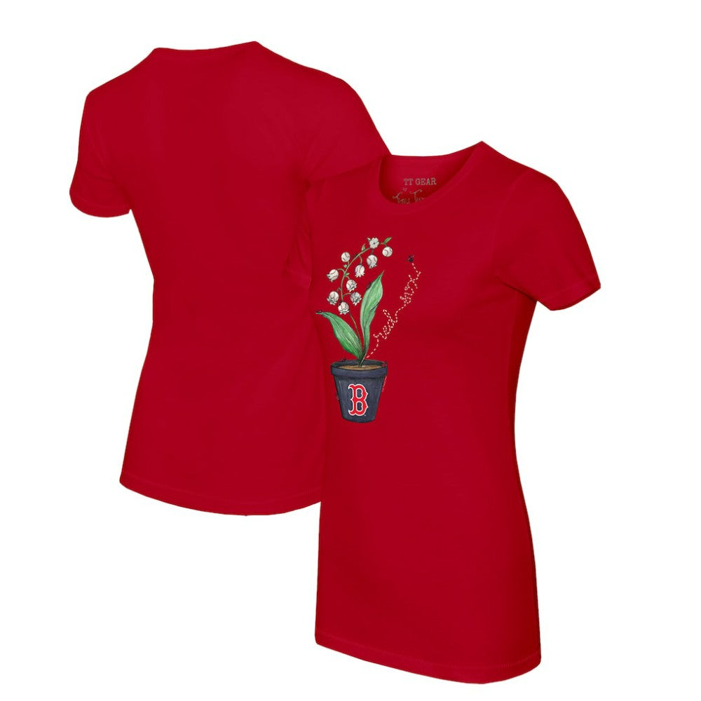 Boston Red Sox Tiny Turnip Women's Lilies & Ladybugs T-Shirt - Red - MLB Lifestyle