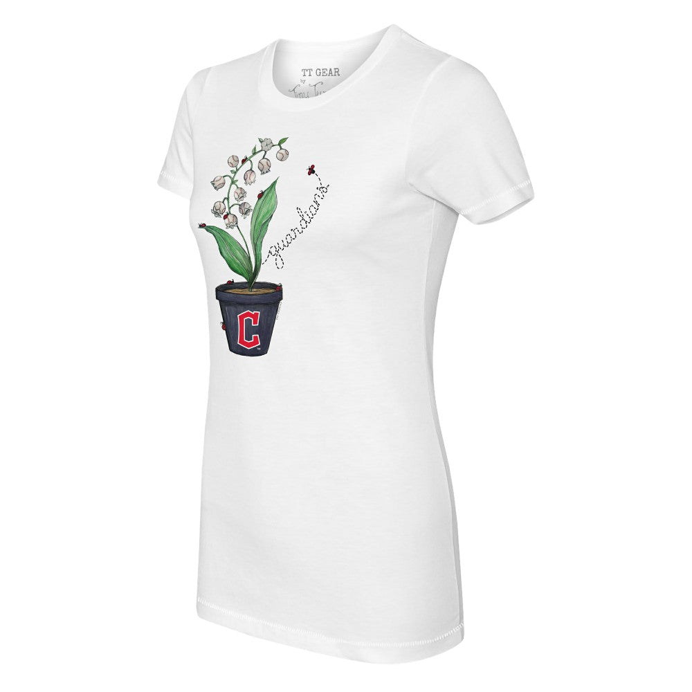 Cleveland Guardians Tiny Turnip Women's Lilies & Ladybugs T-Shirt - White - MLB Discount