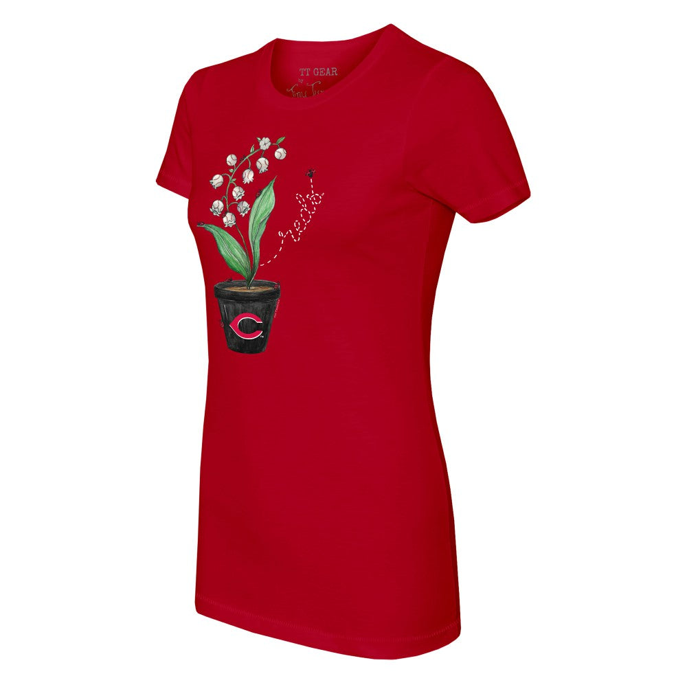 Cincinnati Reds Tiny Turnip Women's Lilies & Ladybugs T-Shirt - Red - MLB on Sale