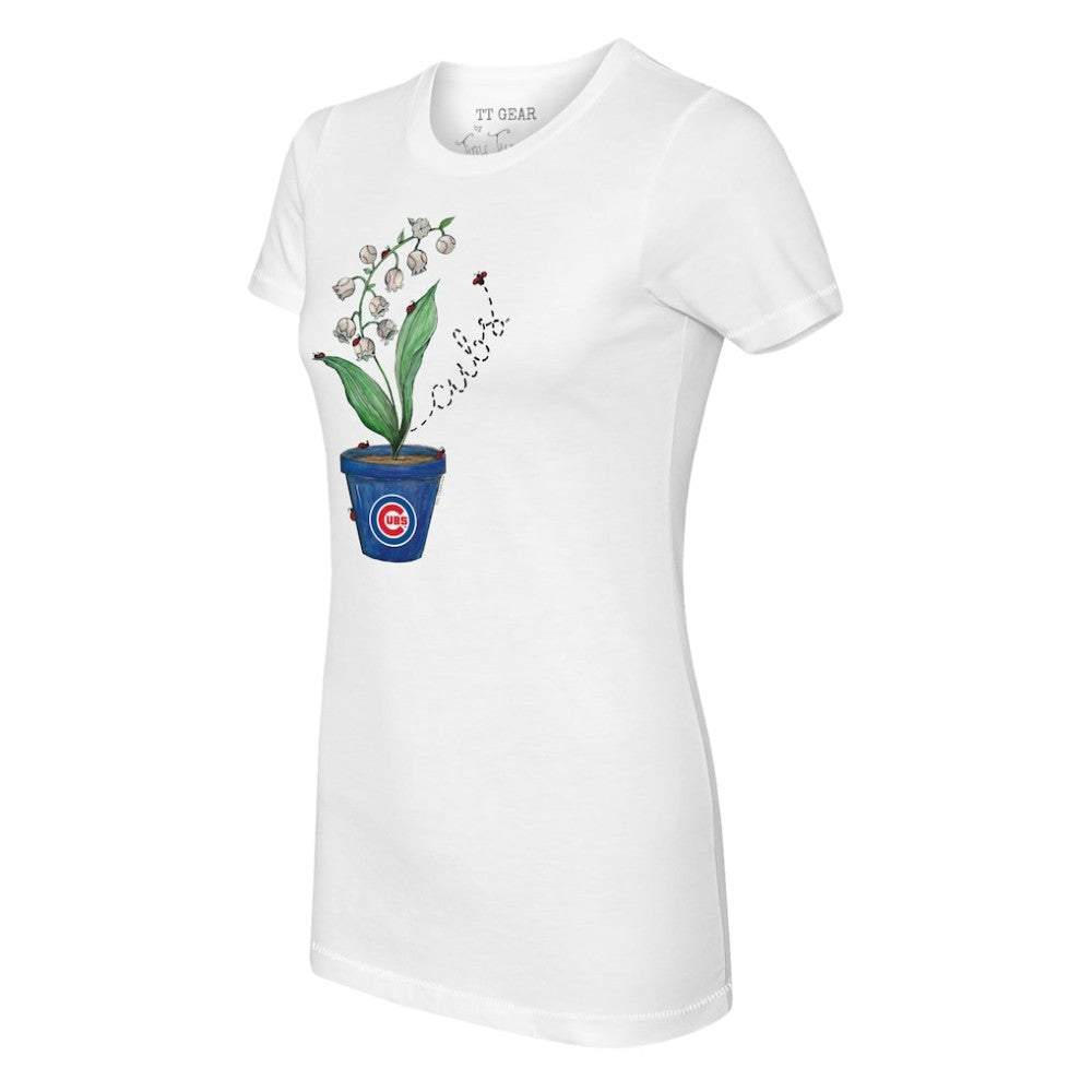 Chicago Cubs Tiny Turnip Women's Lilies & Ladybugs T-Shirt - White - MLB Sale