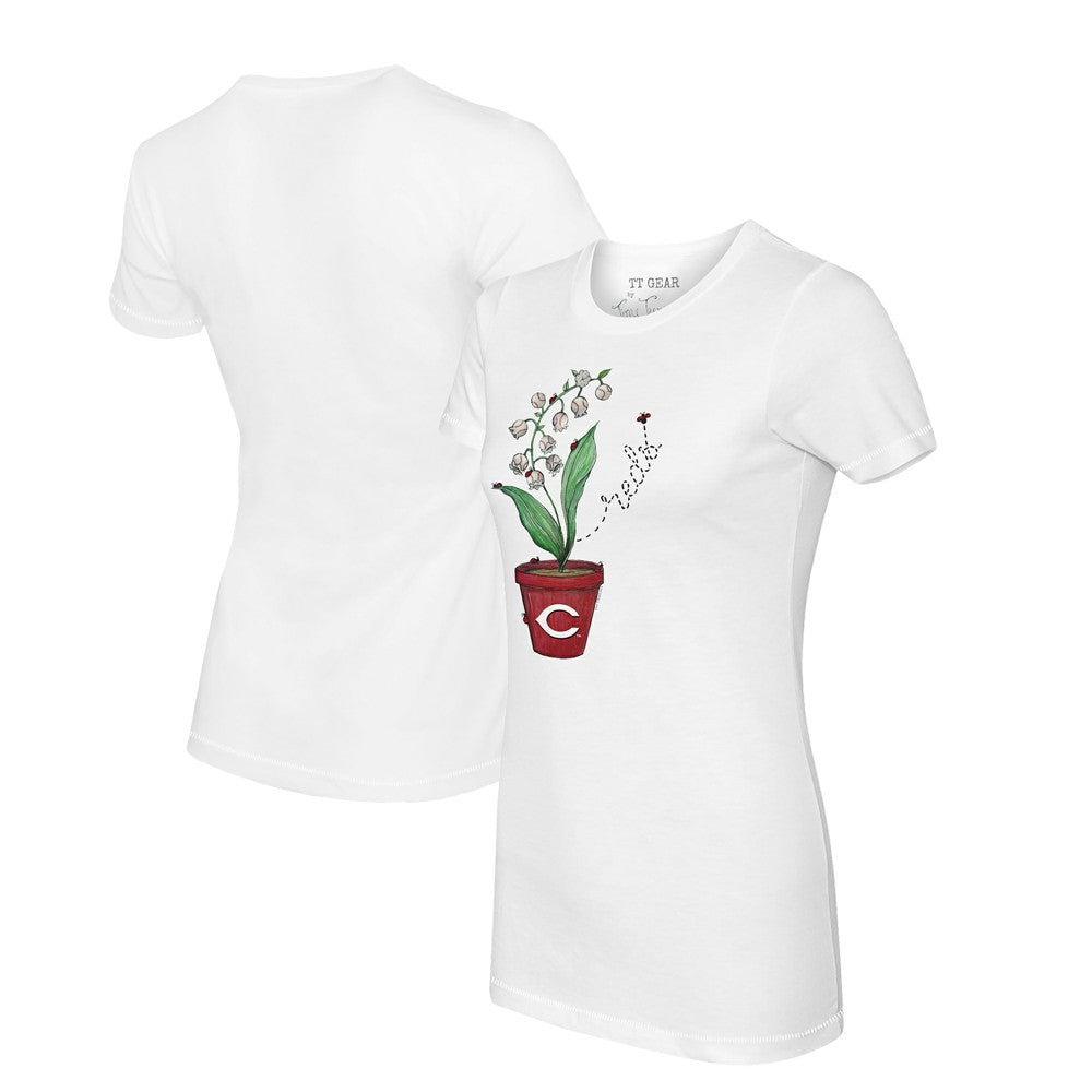 Cincinnati Reds Tiny Turnip Women's Lilies & Ladybugs T-Shirt - White - MLB Online