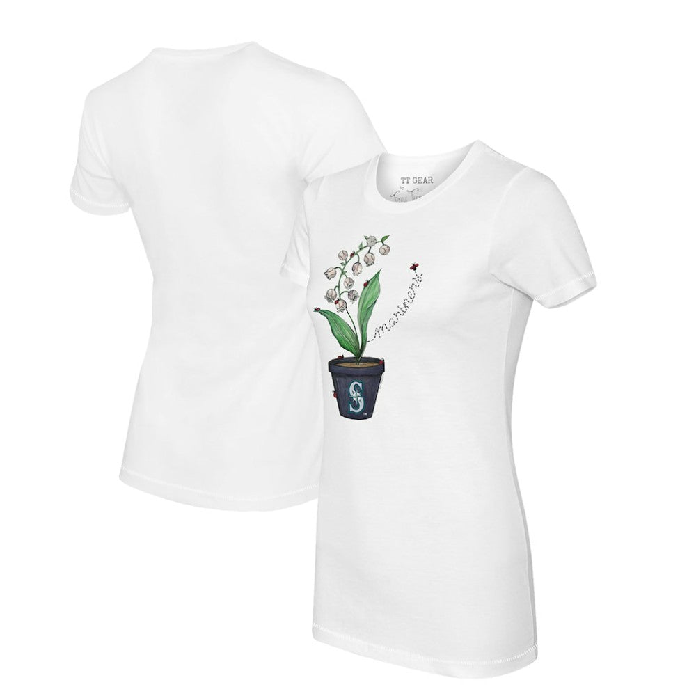 Seattle Mariners Tiny Turnip Women's Lilies & Ladybugs T-Shirt - White - MLB Sale