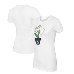 Seattle Mariners Tiny Turnip Women's Lilies & Ladybugs T-Shirt - White - MLB Sale