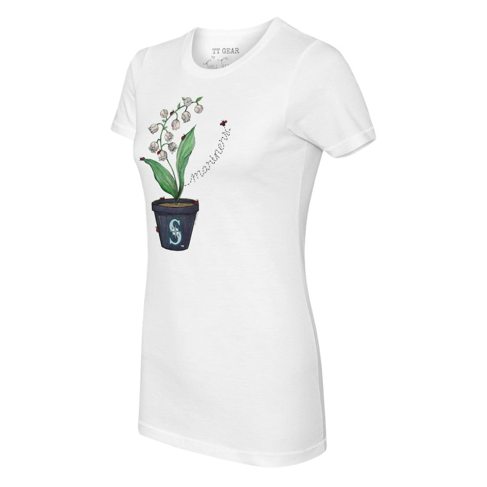Seattle Mariners Tiny Turnip Women's Lilies & Ladybugs T-Shirt - White - MLB Sale