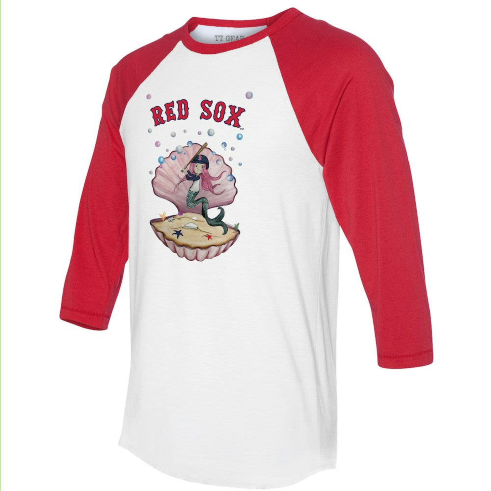 Boston Red Sox Tiny Turnip Unisex Mermaid 3/4-Sleeve Raglan T-Shirt - White/Red - MLB Discount