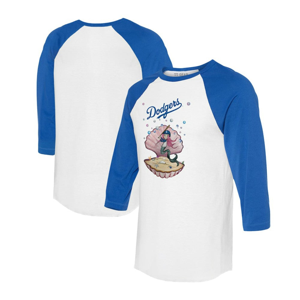 Los Angeles Dodgers Tiny Turnip Unisex Mermaid 3/4-Sleeve Raglan T-Shirt - White/Royal - MLB Discount
