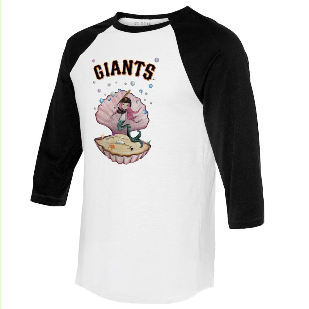 San Francisco Giants Tiny Turnip Unisex Mermaid 3/4-Sleeve Raglan T-Shirt - White/Black - MLB on Sale