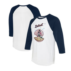 Detroit Tigers Tiny Turnip Unisex Mermaid 3/4-Sleeve Raglan T-Shirt - White/Navy - MLB Discount