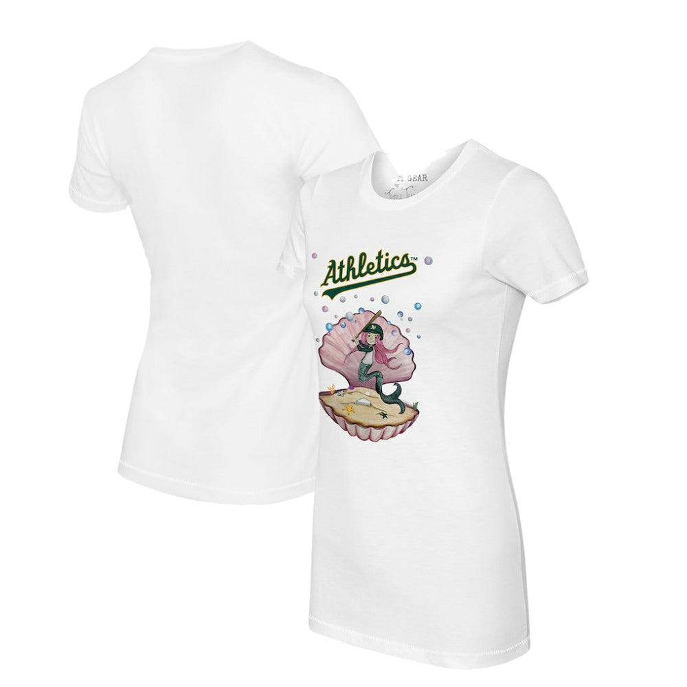 Athletics Tiny Turnip Women's Mermaid T-Shirt - White - MLB Discount