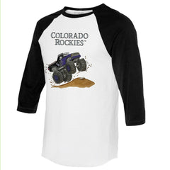 Colorado Rockies Tiny Turnip Unisex Monster Truck 3/4-Sleeve Raglan T-Shirt - White/Black - MLB Discount