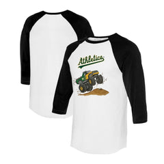 Athletics Tiny Turnip Unisex Monster Truck 3/4-Sleeve Raglan T-Shirt - White/Black - MLB Online