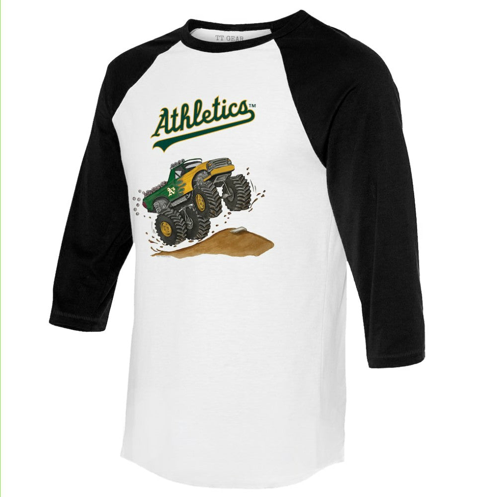 Athletics Tiny Turnip Unisex Monster Truck 3/4-Sleeve Raglan T-Shirt - White/Black - MLB Online
