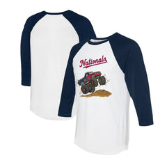 Washington Nationals Tiny Turnip Unisex Monster Truck 3/4-Sleeve Raglan T-Shirt - White/Navy - MLB Discount