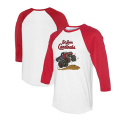 St. Louis Cardinals Tiny Turnip Unisex Monster Truck 3/4-Sleeve Raglan T-Shirt - White/Red - MLB Lifestyle