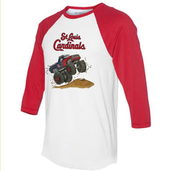 St. Louis Cardinals Tiny Turnip Unisex Monster Truck 3/4-Sleeve Raglan T-Shirt - White/Red - MLB Lifestyle