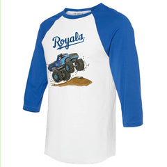 Kansas City Royals Tiny Turnip Unisex Monster Truck 3/4-Sleeve Raglan T-Shirt - White/Royal - MLB Sale