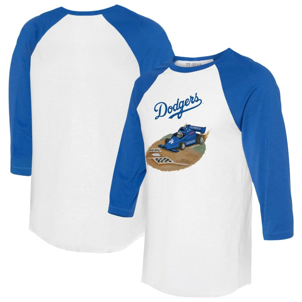 Los Angeles Dodgers Tiny Turnip Unisex Race Car 3/4-Sleeve Raglan T-Shirt - White/Royal - MLB Online