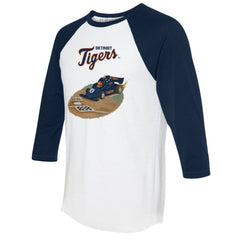 Detroit Tigers Tiny Turnip Unisex Race Car 3/4-Sleeve Raglan T-Shirt - White/Navy - MLB Sale