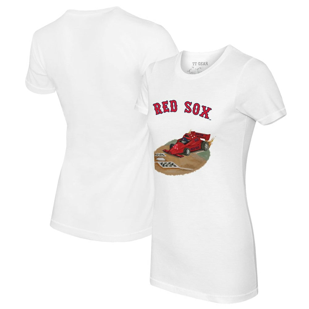 Boston Red Sox Tiny Turnip Women's Race Car T-Shirt - White - MLB Discount