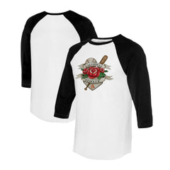 Baltimore Orioles Tiny Turnip Unisex Tattoo Rose 3/4-Sleeve Raglan T-Shirt - White/Black - MLB on Sale