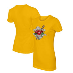 San Diego Padres Tiny Turnip Women's Tattoo Rose T-Shirt - Gold - MLB Lifestyle