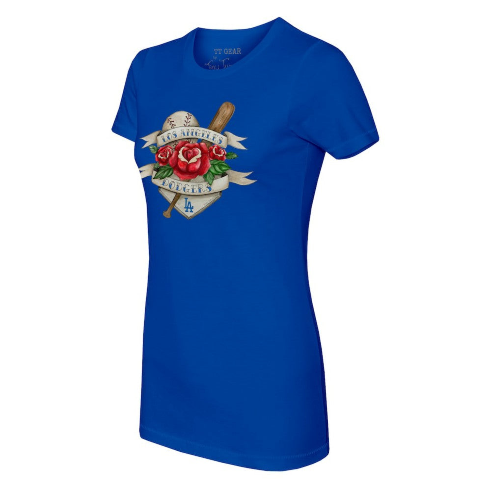 Los Angeles Dodgers Tiny Turnip Women's Tattoo Rose T-Shirt - Royal - MLB Online