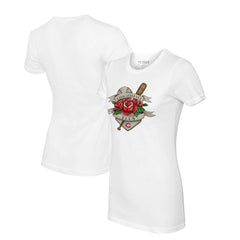Cincinnati Reds Tiny Turnip Women's Tattoo Rose T-Shirt - White - MLB Lifestyle