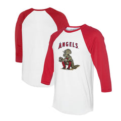 Los Angeles Angels Tiny Turnip Unisex Triceratops 3/4-Sleeve Raglan T-Shirt - White/Red - MLB Online