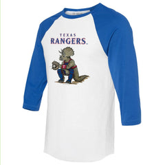 Texas Rangers Tiny Turnip Unisex Triceratops 3/4-Sleeve Raglan T-Shirt - White/Royal - MLB on Sale