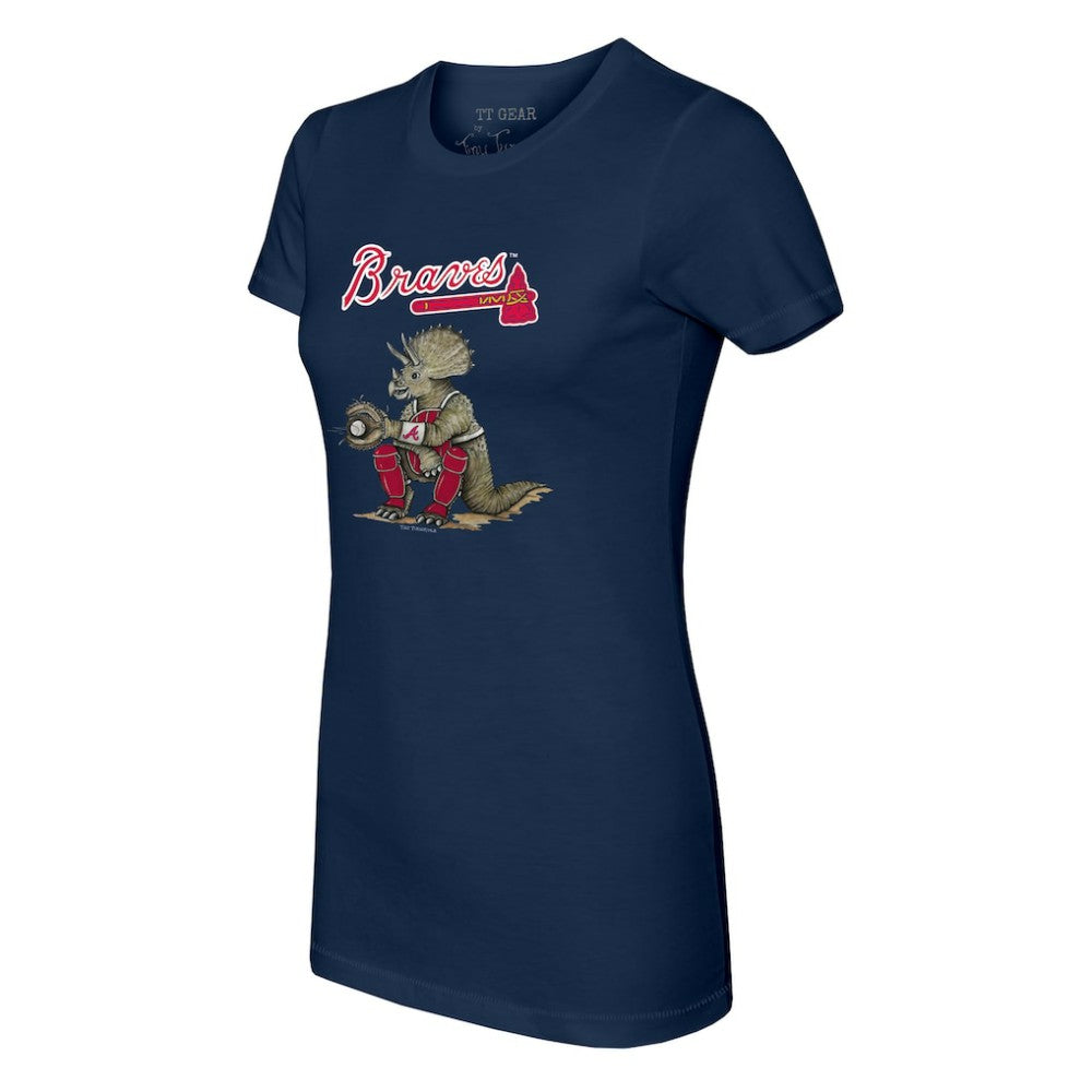 Atlanta Braves Tiny Turnip Women's Triceratops T-Shirt - Navy - MLB Lifestyle