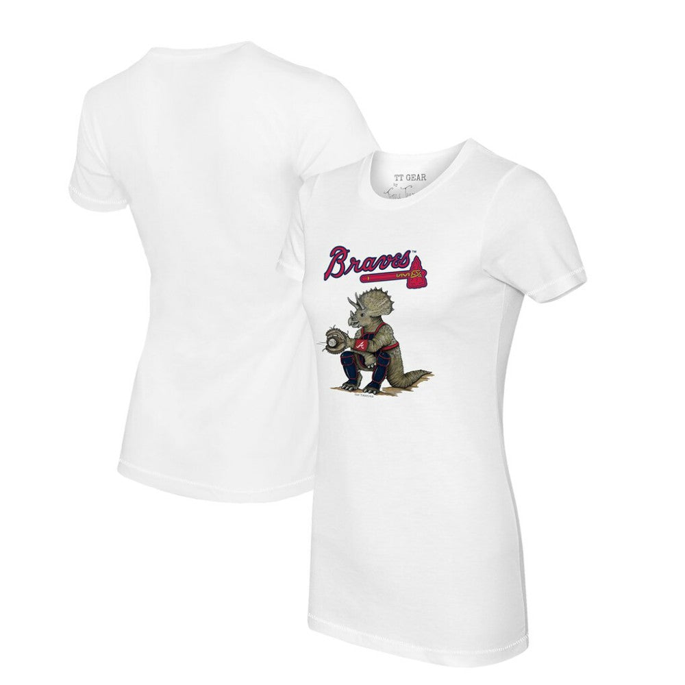 Atlanta Braves Tiny Turnip Women's Triceratops T-Shirt - White - MLB Sale