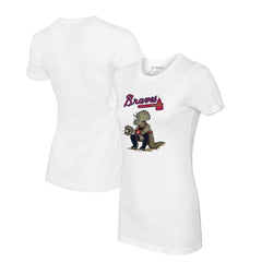 Atlanta Braves Tiny Turnip Women's Triceratops T-Shirt - White - MLB Sale