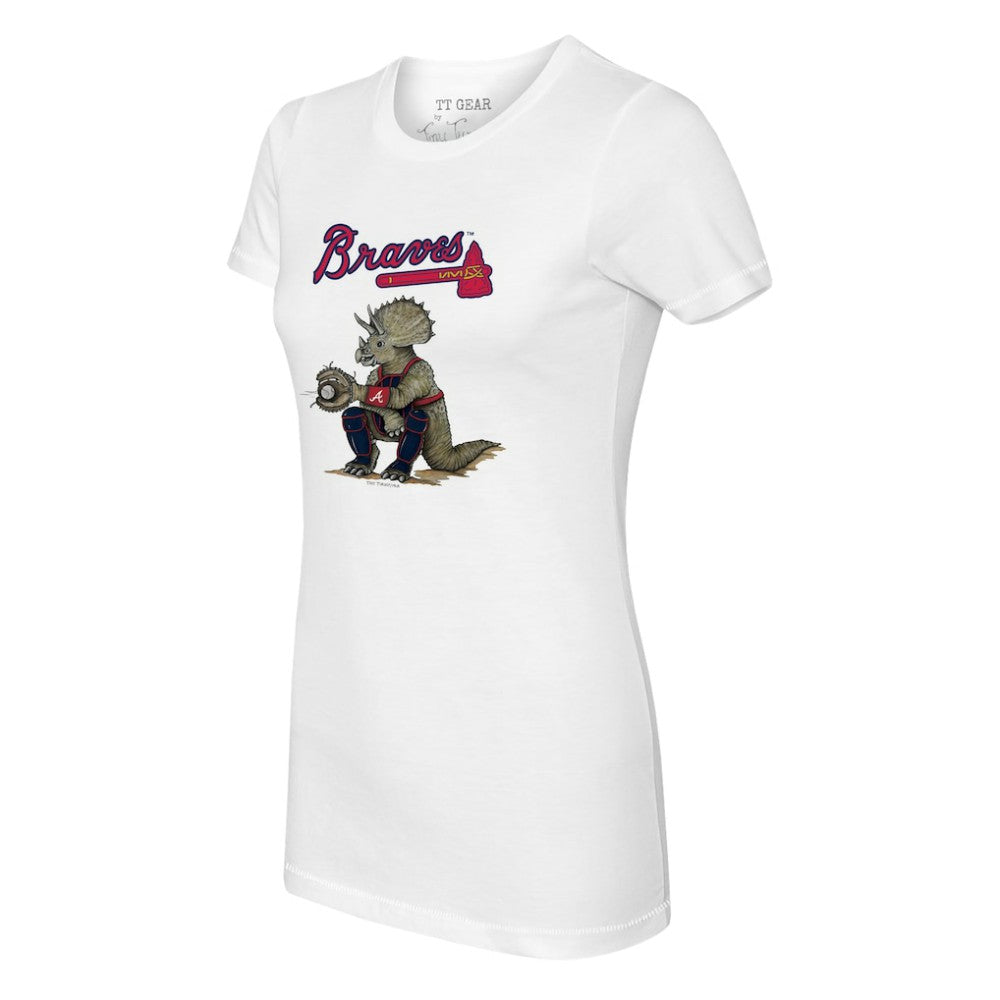Atlanta Braves Tiny Turnip Women's Triceratops T-Shirt - White - MLB Sale