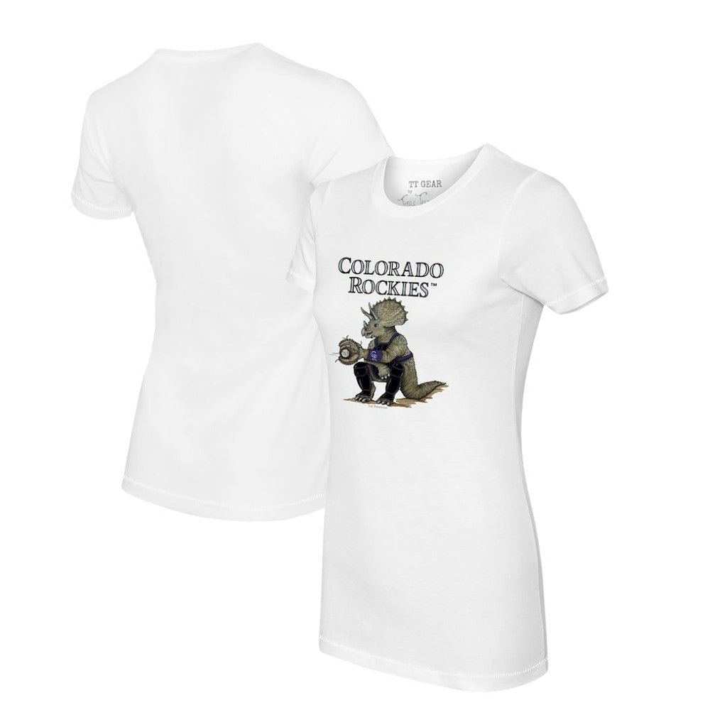 Colorado Rockies Tiny Turnip Women's Triceratops T-Shirt - White - MLB Discount