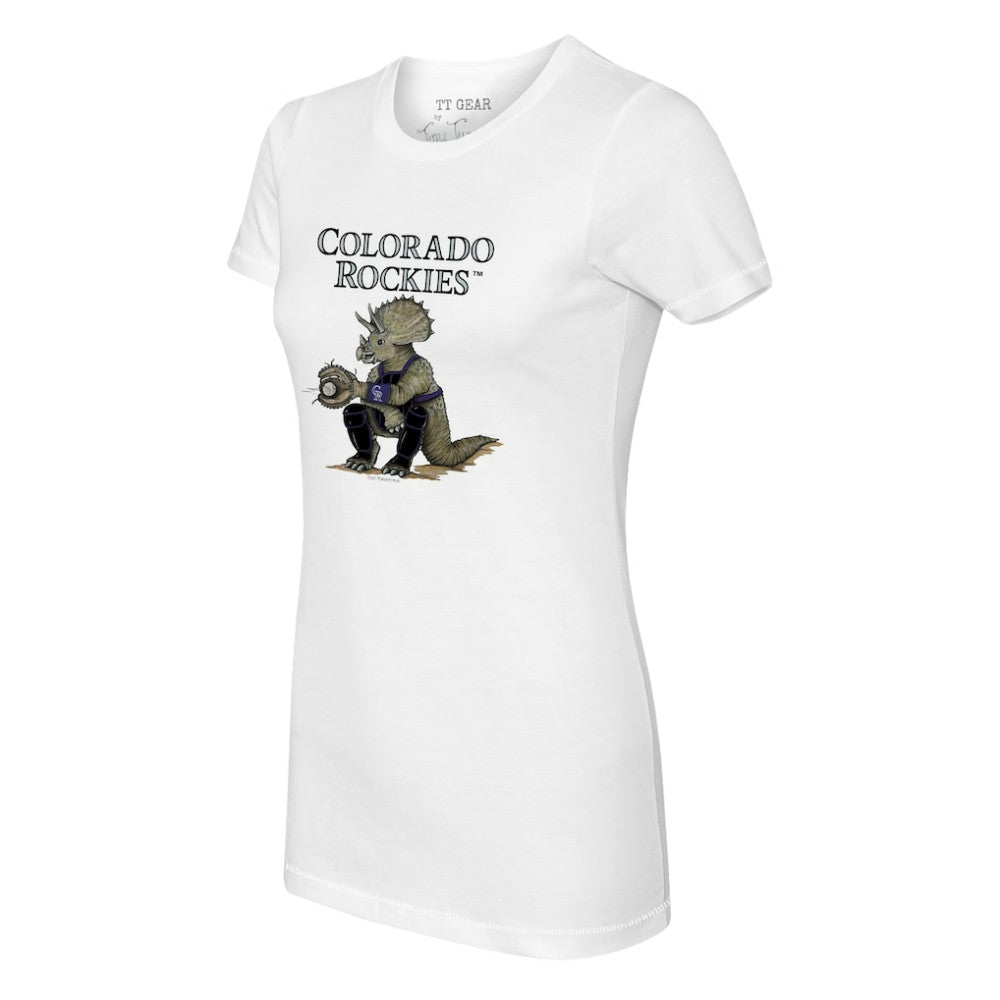 Colorado Rockies Tiny Turnip Women's Triceratops T-Shirt - White - MLB Discount