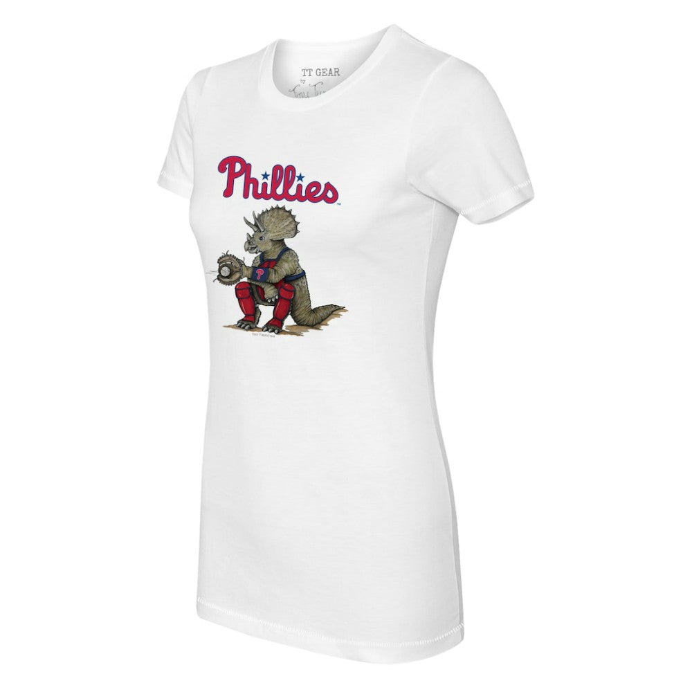 Philadelphia Phillies Tiny Turnip Women's Triceratops T-Shirt - White - MLB Sale