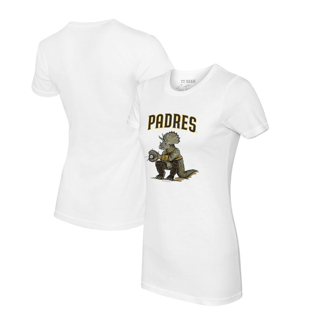 San Diego Padres Tiny Turnip Women's Triceratops T-Shirt - White - MLB Lifestyle