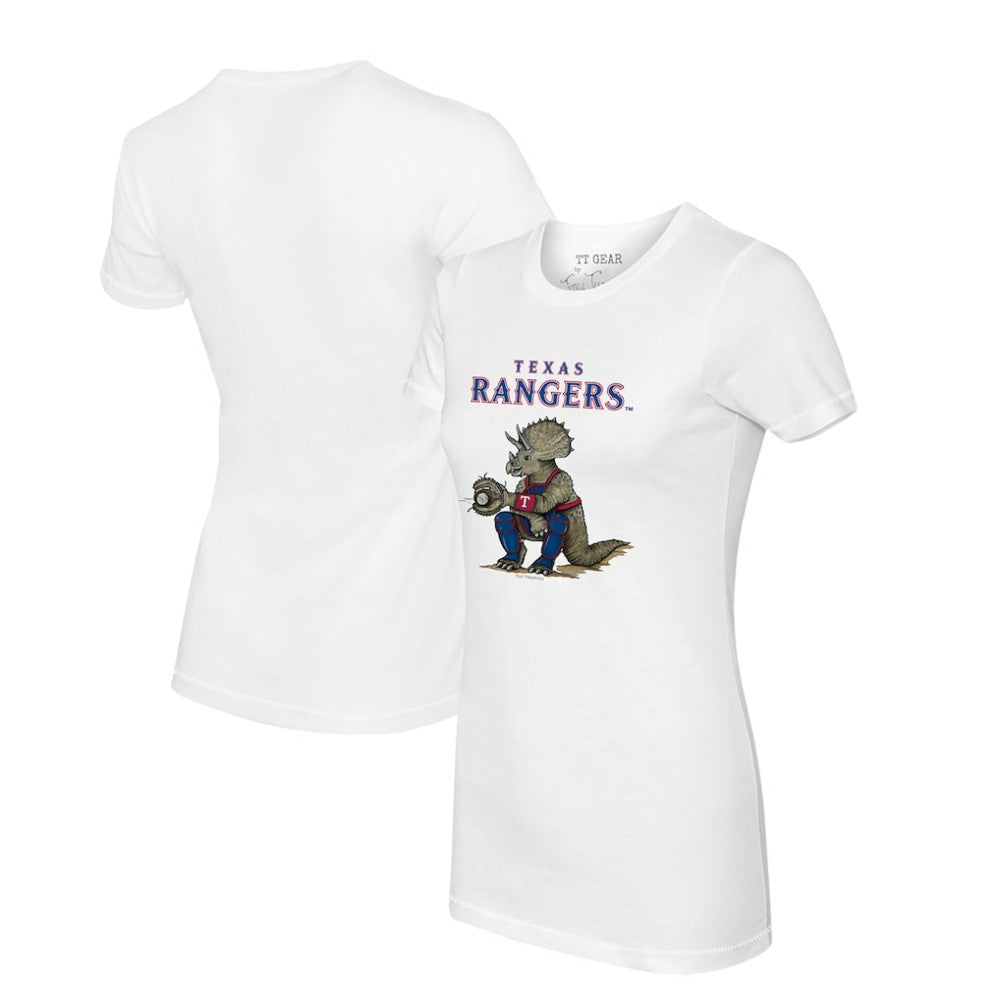 Texas Rangers Tiny Turnip Women's Triceratops T-Shirt - White - MLB Lifestyle