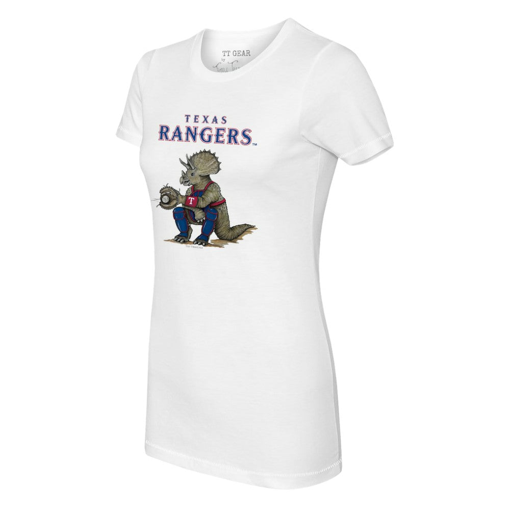 Texas Rangers Tiny Turnip Women's Triceratops T-Shirt - White - MLB Lifestyle