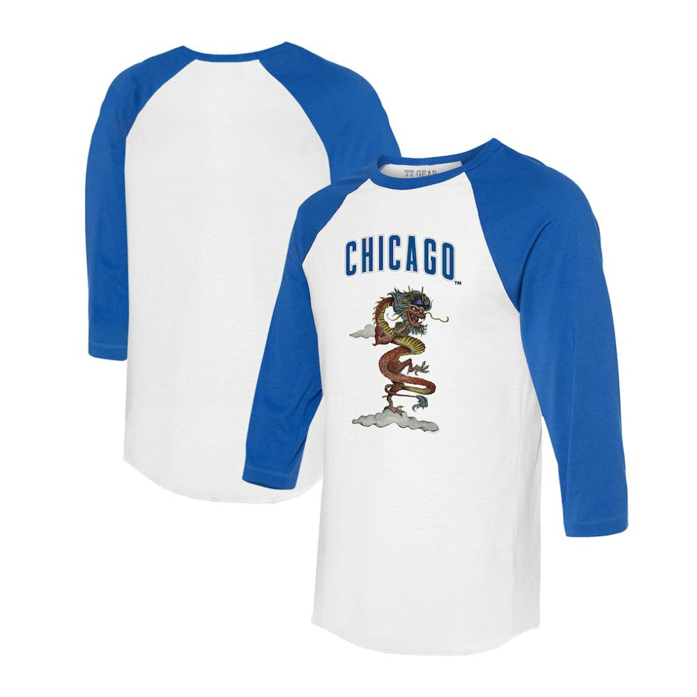 Chicago Cubs Tiny Turnip Unisex 2024 Year of the Dragon 3/4-Sleeve Raglan T-Shirt - White/Royal - MLB Online