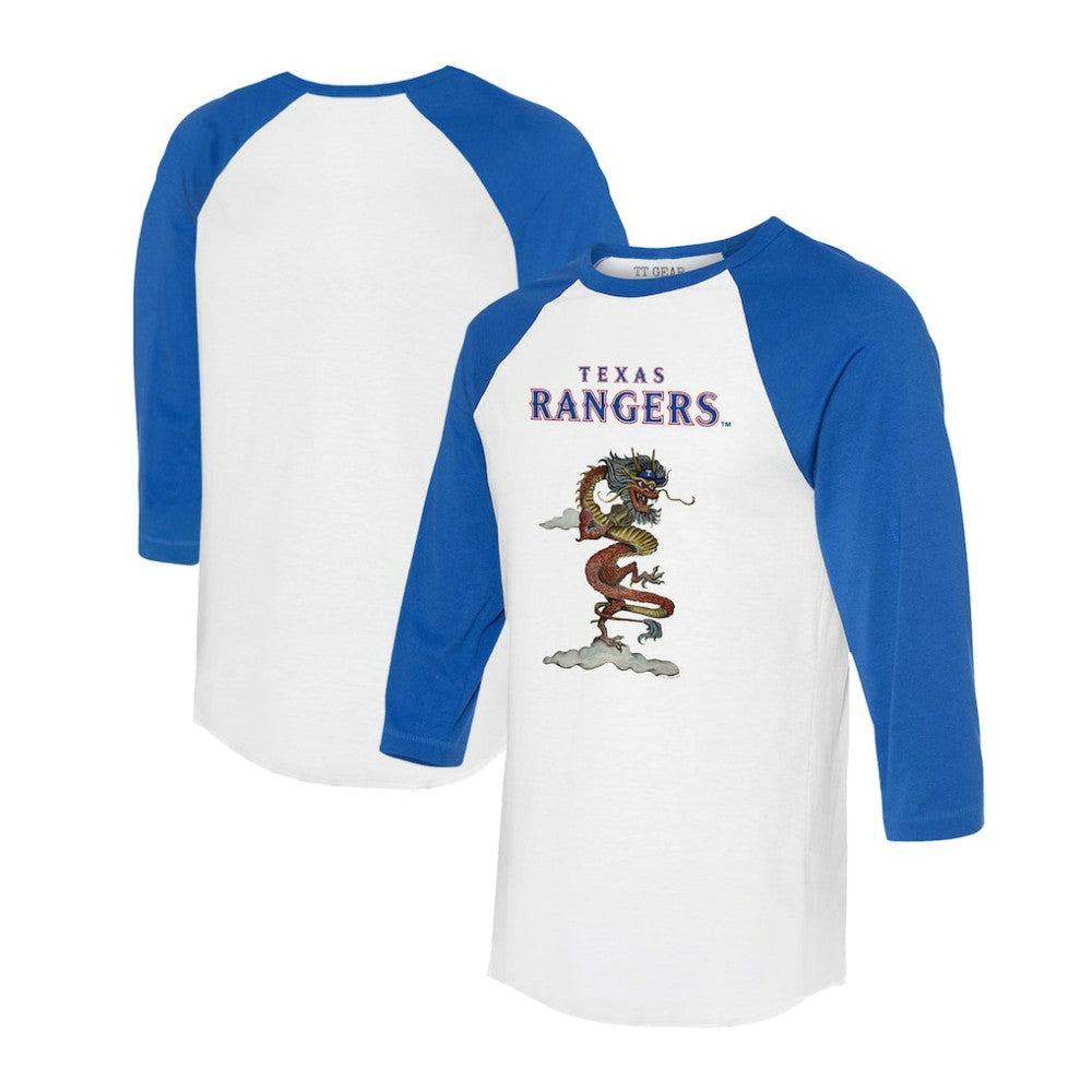 Texas Rangers Tiny Turnip Unisex 2024 Year of the Dragon 3/4-Sleeve Raglan T-Shirt - White/Royal - MLB on Sale