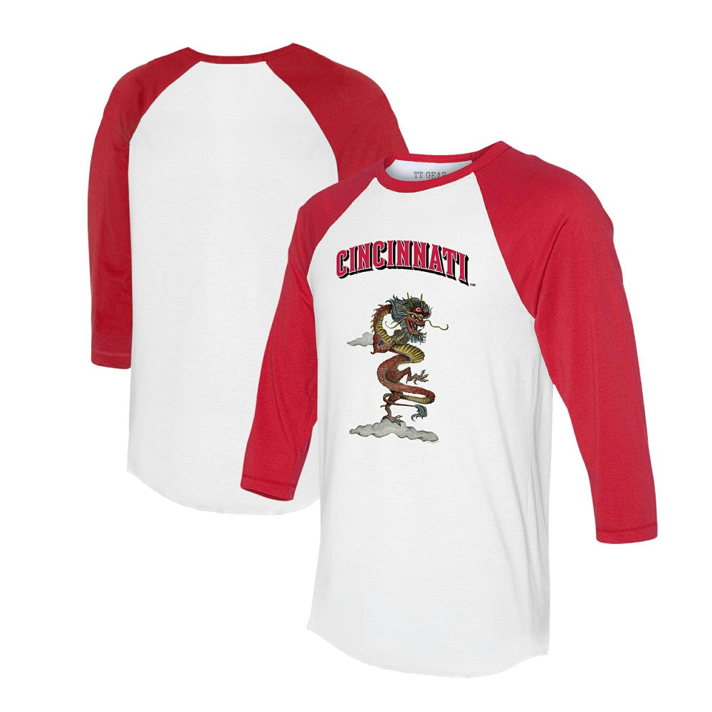 Cincinnati Reds Tiny Turnip Unisex 2024 Year of the Dragon 3/4-Sleeve Raglan T-Shirt - White/Red - MLB Discount