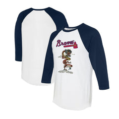 Atlanta Braves Tiny Turnip Unisex 2024 Year of the Dragon 3/4-Sleeve Raglan T-Shirt - White/Navy - MLB Lifestyle