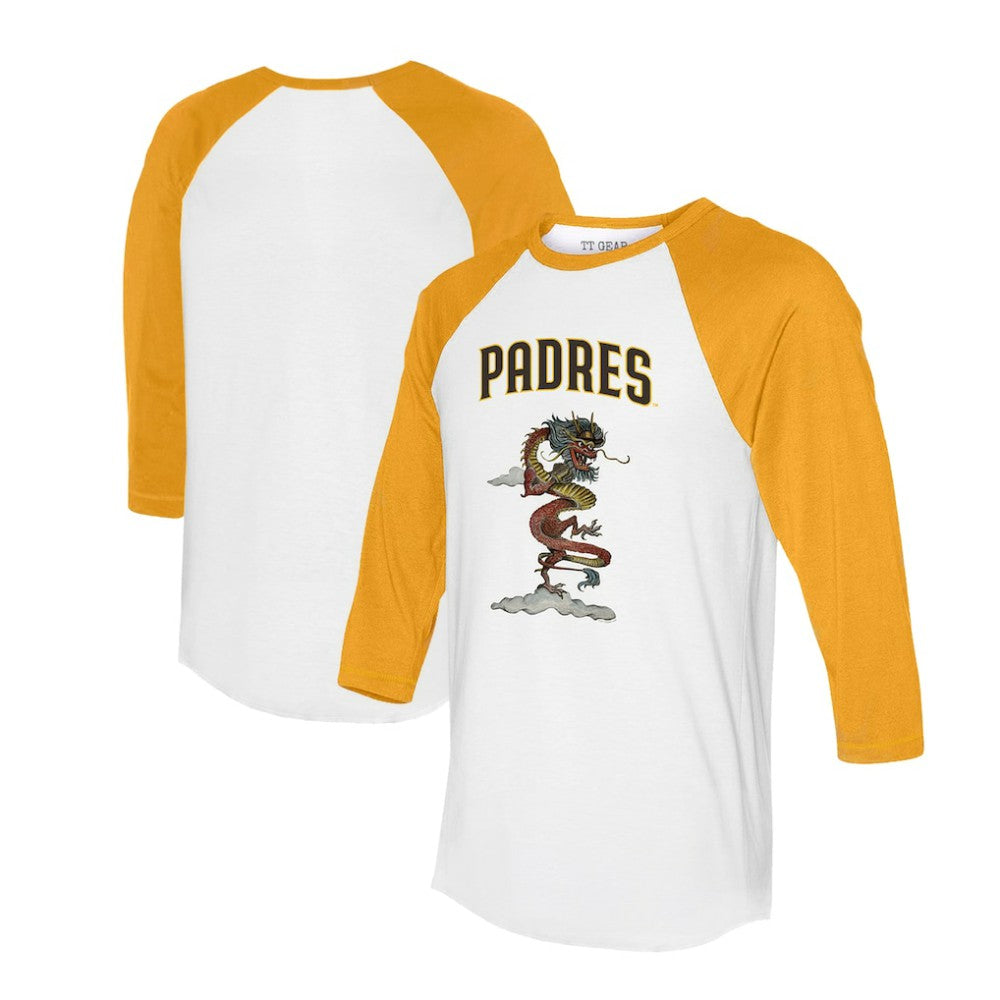 San Diego Padres Tiny Turnip Unisex 2024 Year of the Dragon 3/4-Sleeve Raglan T-Shirt - White/Gold - MLB Online