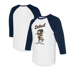 Detroit Tigers Tiny Turnip Unisex 2024 Year of the Dragon 3/4-Sleeve Raglan T-Shirt - White/Navy - MLB Lifestyle