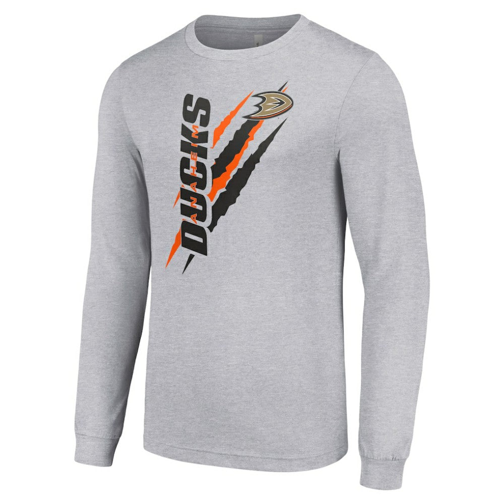 Anaheim Ducks Starter Color Scratch Long-Sleeve T-Shirt - Heather Gray - NHL 201074616