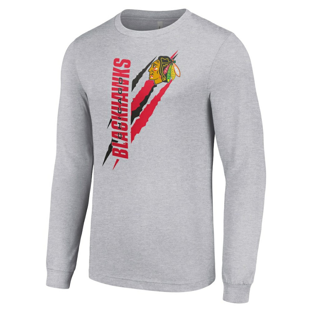 Chicago Blackhawks Starter Color Scratch Long-Sleeve T-Shirt - Heather Gray - NHL 201074622