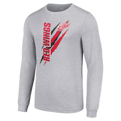 Detroit Red Wings Starter Color Scratch Long-Sleeve T-Shirt - Heather Gray - NHL 201074626