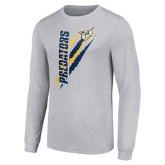 Nashville Predators Starter Color Scratch Long-Sleeve T-Shirt - Heather Gray - NHL 201074632
