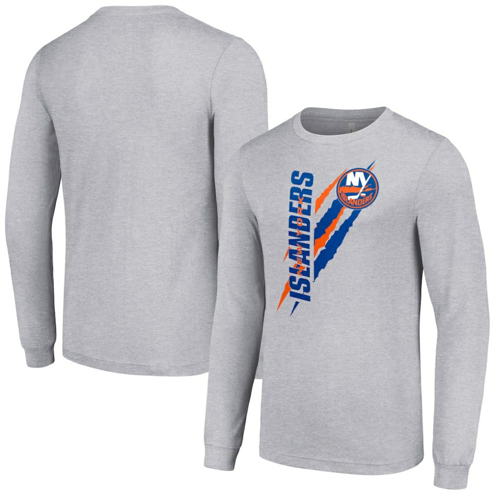 New York Islanders Starter Color Scratch Long-Sleeve T-Shirt - Heather Gray - NHL 201074634